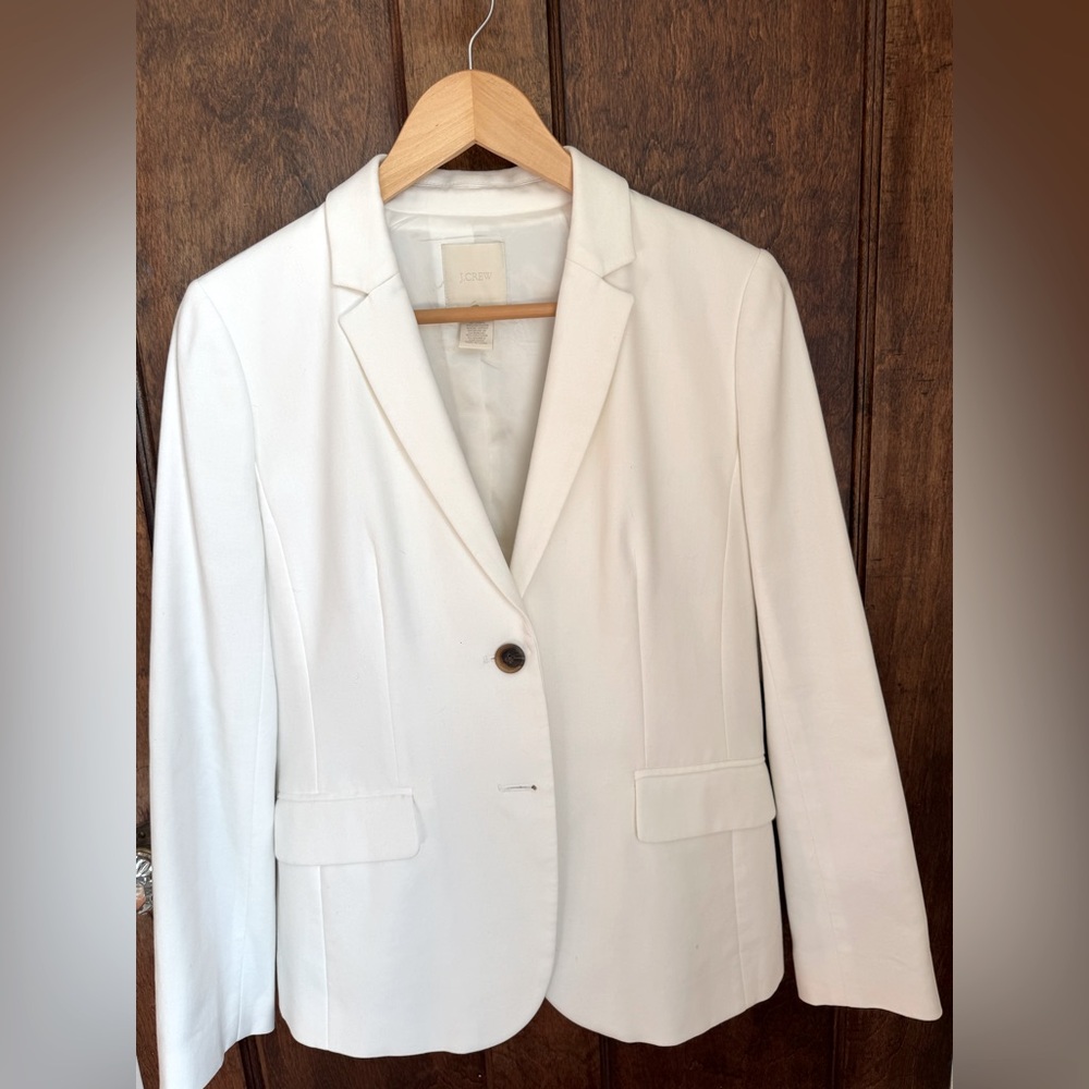 J. Crew Two Button White Suiting Jacket Women’s 6
